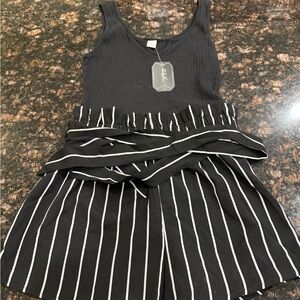 Black and White Striped Romper